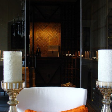 A View of this Custom Wine Cellar CA From the Wine Tasting Table