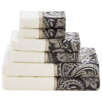 100% Cotton 6 Piece Jacquard Towel Set, MP73-5309
