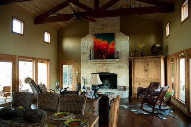 Inspiration for a rustic living room remodel in Dallas