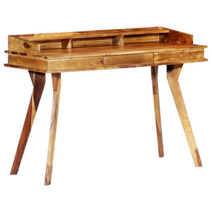 vidaXL Solid Acacia Wood Sheesham Finish Desk 110x50x76cm Study Writing Table 