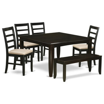 East West Furniture Parfait 6-piece Wood Dining Set in Cappuccino