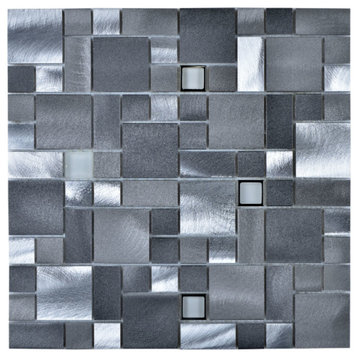 Legion Furniture 11.75"x11.75" Mosaic Tile With Mix Aluminum, Pewter
