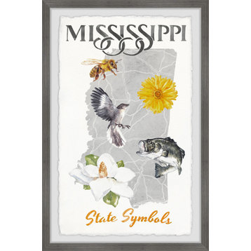 "Mississippi State Symbols" Framed Painting Print, 12x18