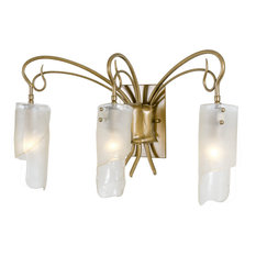 Soho 3-Light Vanity, Hammered Ore and Brown Tinted Ice