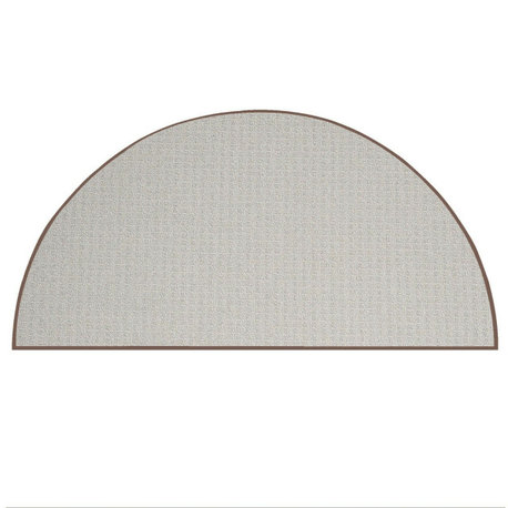 Abstract Contemporary Geometrical - Framed Brown, 54" x 108" Half Round Area Rug