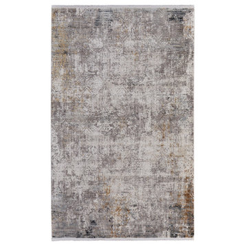 Weave & Wander Lindstra Gradient Watercolor Rug, Light Gray/Ivory, 7'9"x11'