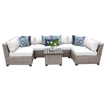 Florence 7 Piece Outdoor Wicker Patio Furniture Set 07c, White