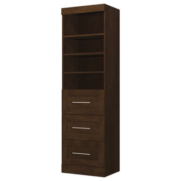 Pur By Bestar 25" Storage Unit With 3-Drawer Set, Chocolate