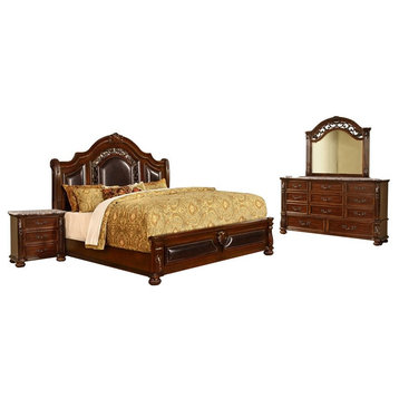 Bessy 5-piece Traditional Cherry Wood Queen Bedroom Set