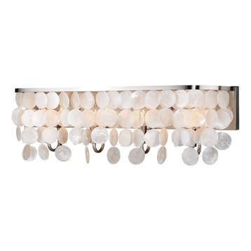 Elsa 1 Light Satin Nickel Capiz Shell Coastal Bathroom Wall Fixture, 3-Light