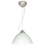 Besa Lighting - Besa Lighting 1KX-420107-LED-SN Tessa - One Light Cord Pendant with Flat Canopy - Tessa has a classical bell shape that complementsTessa One Light Cord Bronze White Glass *UL Approved: YES Energy Star Qualified: n/a ADA Certified: n/a  *Number of Lights: Lamp: 1-*Wattage:75w A19 Medium base bulb(s) *Bulb Included:No *Bulb Type:A19 Medium base *Finish Type:Bronze