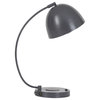 Benzara BM226572 Curved Metal Desk Lamp with USB and Wireless Charging Pad, Gray