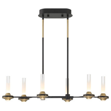 Torcia 12-Light LED Chandelier in Black And Brass