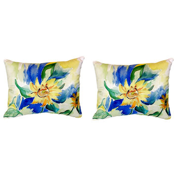 Pair of Betsy Drake Betsy’s Sunflower No Cord Pillows 16 Inch X 20 Inch