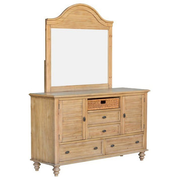 Sunset Trading Vintage Casual Wood Dresser with Mirror in Maple Brown