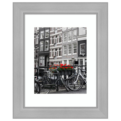 Amanti Art Vista Brushed Nickel Nrrw Photo Frame Opening 11x14 Matted To 8x10