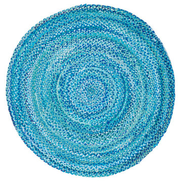 Safavieh Braided Collection BRD452 Rug, Turquoise, 4' Round