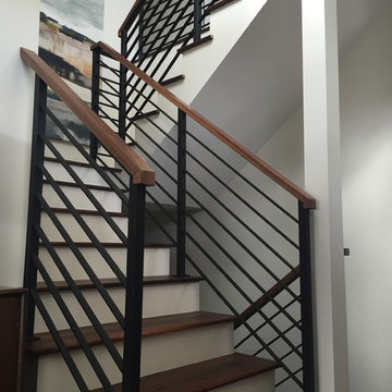 Horizontal Black Flat Bar Railing