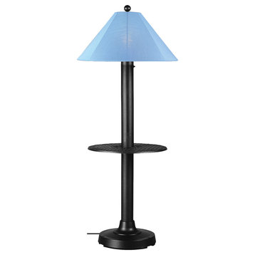 Catalina Floor Table Lamp 39690 With 3" Black Body And Sky Blue Sunbrella Shade