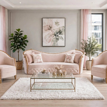 Handcrafted Solid Teak Wood Sofa Set | French Provincial Elegant Living Room