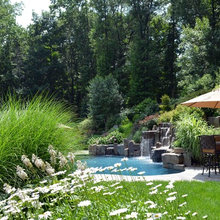 grasses by pool