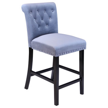 Markelo Velvet Counter Chairs, Set Of 2, Sharkfin Gray