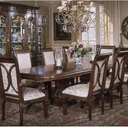 AICO Furniture - Villagio 9 Piece Double Pedestal Rectangular Table Dining Set i - Dining Sets