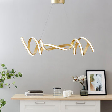 Munich Dimmable Integrated LED Horizontal Chandelier, Gold, Without Smart Dimmer