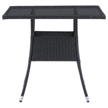 Afuera Living Patio Square Dining Table in Black Resin Rattan Wicker
