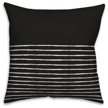 Black and White Sketch Stripes 20x20 Throw Pillow Cover