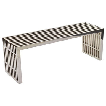 Home Square 2 Piece 46.5" Height Metal Dining Bench Set in Silver