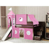 JACKPOT Solid Wood Prince & Princess Low Loft Bed in Cherry/Pink/White
