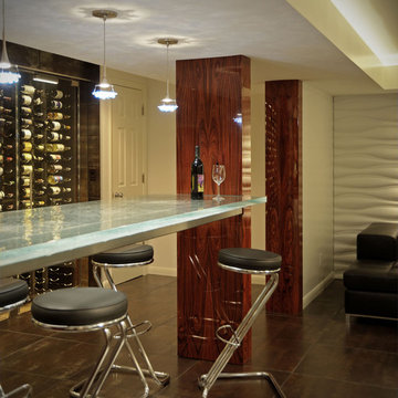 Wine Cellar Storage Room & Glass Bar Countertop