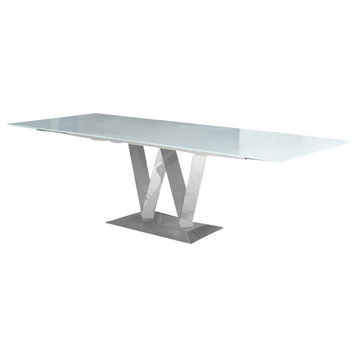 Vicky Dining Table Base With Glass Top, White