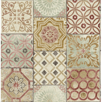 Moroccan Tile Wallpaper in Crimson RN71401 from Wallquest