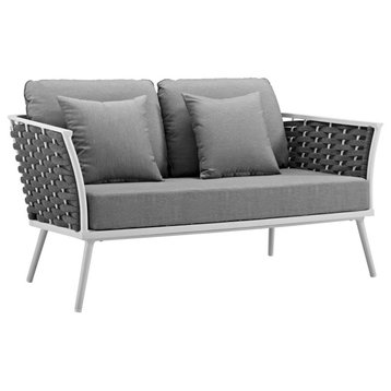 Stance Outdoor Collection: Sleek and Modern Aluminum Loveseat with Waterproof Cu