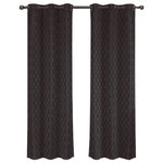 Royal Tradition - Willow Thermal Blackout Curtains, Set of 2, Charcoal, 84"x96" - The stylish geometric pattern of these floor-length curtains conveys a refined and classic look to your home. Containing a pole pocket design, these jacquard curtains are well-suited with traditional curtain rods, allowing you to change your room easily. This trendy and functional curtain panel pair is thermal-insulated, blocks out the glaring sunlight during the hot summer months, and keeps cold drafts adrift. Block unwanted light and protect your room against outside temperatures with these thermal blackout curtains. These energy saving curtains are both beautiful and practical. The curtains are machine washable for easy care.