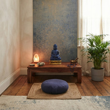 Blue Gemstone Buddha Statue – Sitting on Gold Lotus Base ws2553