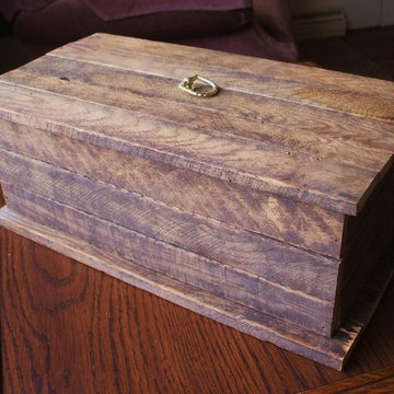 Rustic wooden box made of reclaimed old tobacco lath