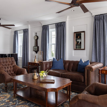 Upscale Maritime in Mystic Living Room and Den