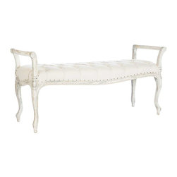 Long Laurie Bench in Barnwood Grey - Upholstered Benches