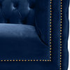 Michelle Fabric Upholstered Chair, Gold Iron Legs, Navy, Velvet, Loveseat