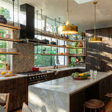 West 9th Kitchen with La Cornue Range and RW Guild Pendants