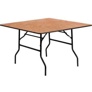 4-Foot Square Wood Folding Banquet Table