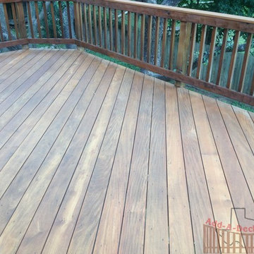 Stained Garapa Hardwood Decking with Cedar Railings