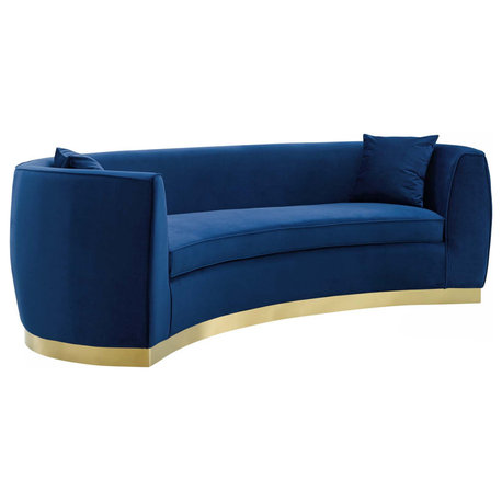 Navy Resolute Curved Performance Velvet Sofa