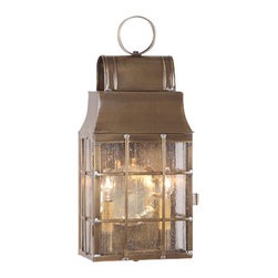 Saving Shepherd - Colonial Outdoor Lantern With Seedy Glass, Weathered Brass - Outdoor Wall Lights And Sconces