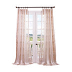 Agatha Taupe Gray Patterned Sheer Curtain Single Panel - Contemporary ...