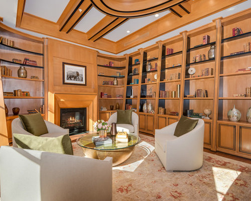 Moderne Arbeitszimmer mit Kaminsims aus Holz Ideen, Design & Bilder | Houzz