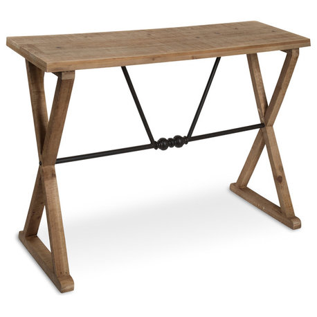 Travere Wood and Metal Console Table, Rustic Brown 42x16x30